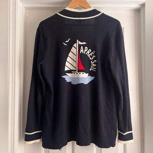 Talbots 'Après Sail' Open Front Cardigan Sweater Size LP Coastal Nautical Beach